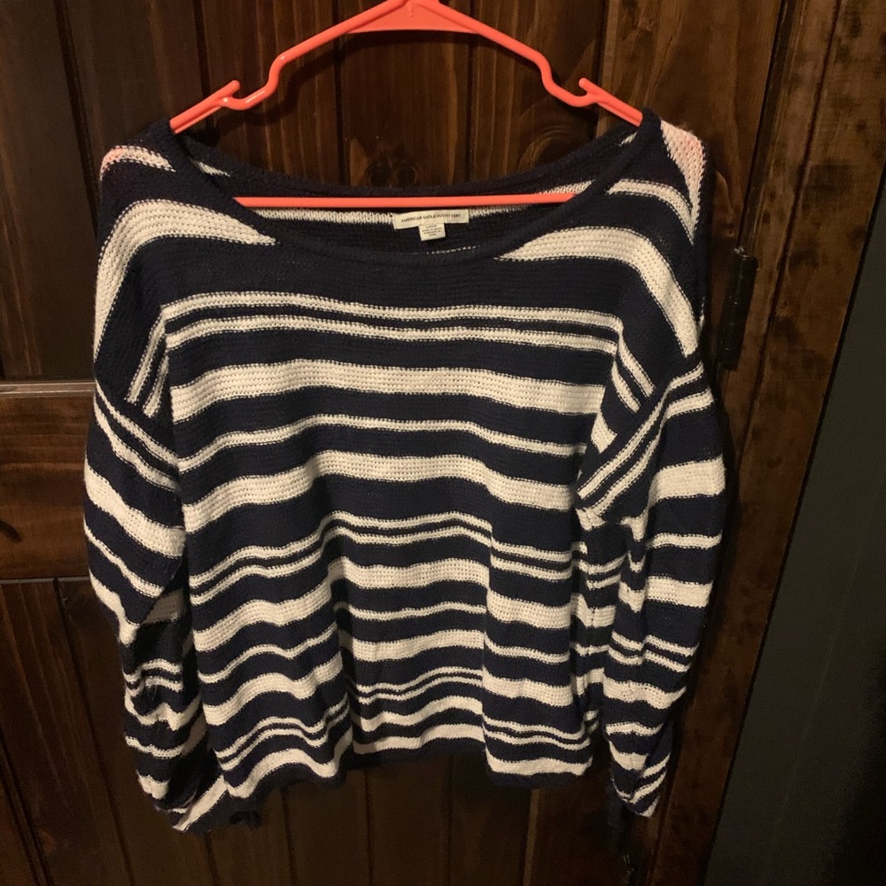 Navy and white sweater